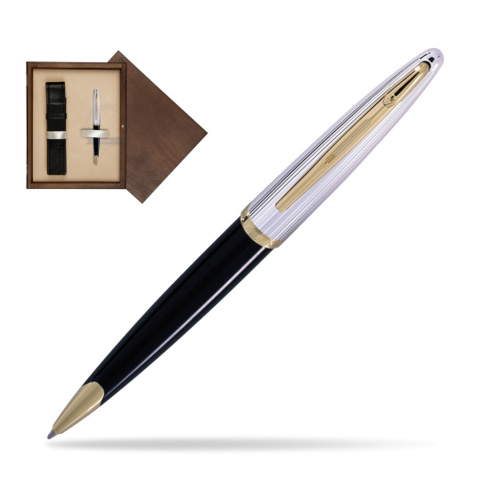 Długopis Waterman Carène Deluxe Czarny GT w pudełku drewnianym Wenge Single Ecru