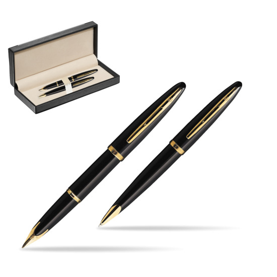 Zestaw prezentowy pióro wieczne + długopis Waterman Carène Morze Czarne GT w pudełku classic black
