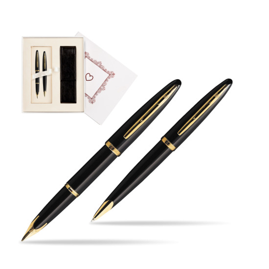 Zestaw prezentowy pióro wieczne + długopis Waterman Carène Morze Czarne GT w pudełku Biel Od Serca