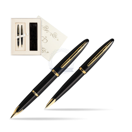 Zestaw prezentowy pióro wieczne + długopis Waterman Carène Morze Czarne GT w pudełku Ślub