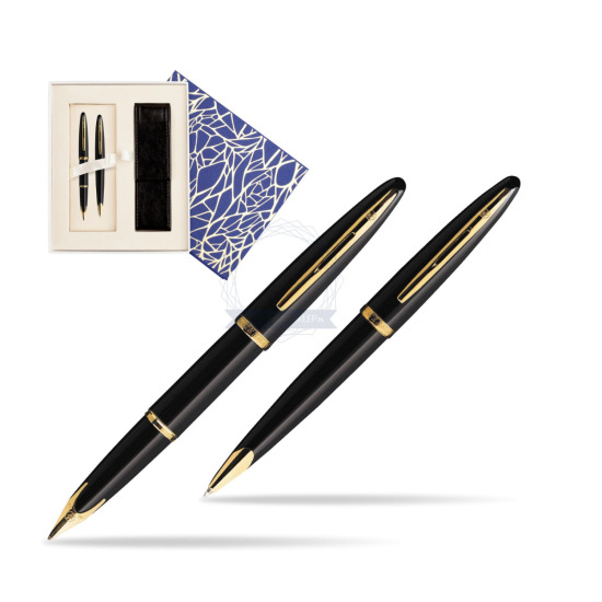 Zestaw prezentowy pióro wieczne + długopis Waterman Carène Morze Czarne GT w pudełku Uniwersalne z etui