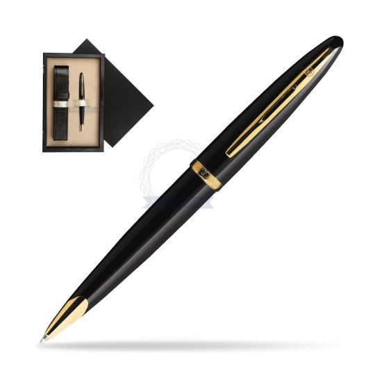 Długopis Waterman Carène Morze Czarne GT w pudełku drewnianym Czerń Single Ecru
