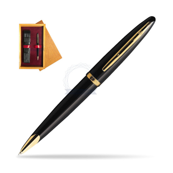 Długopis Waterman Carène Morze Czarne GT w pudełku drewnianym Honey Single Bordo