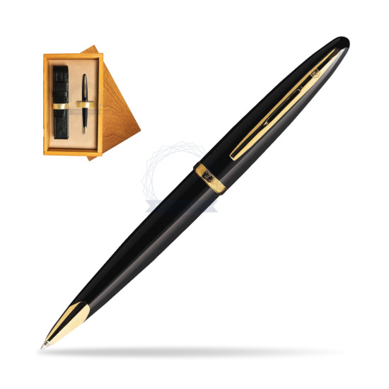 Długopis Waterman Carène Morze Czarne GT w pudełku drewnianym Honey Single Ecru
