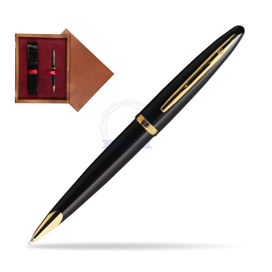 Długopis Waterman Carène Morze Czarne GT w pudełku drewnianym Mahoń Single Bordo