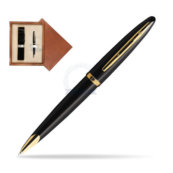 Długopis Waterman Carène Morze Czarne GT w pudełku drewnianym Mahoń Single Ecru