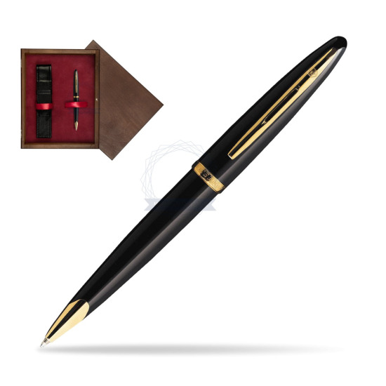 Długopis Waterman Carène Morze Czarne GT w pudełku drewnianym Wenge Single Bordo