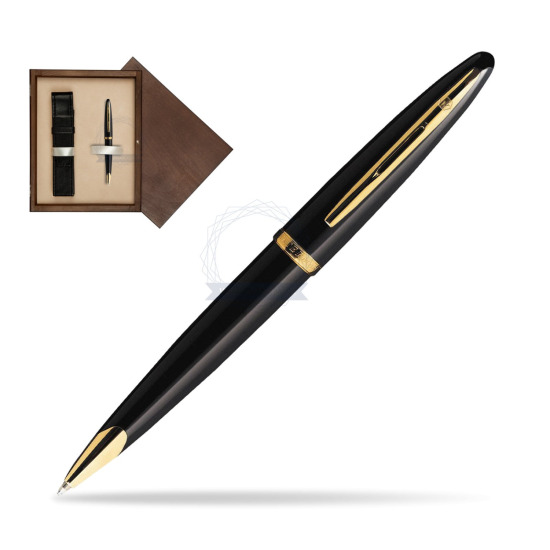 Długopis Waterman Carène Morze Czarne GT w pudełku drewnianym Wenge Single Ecru
