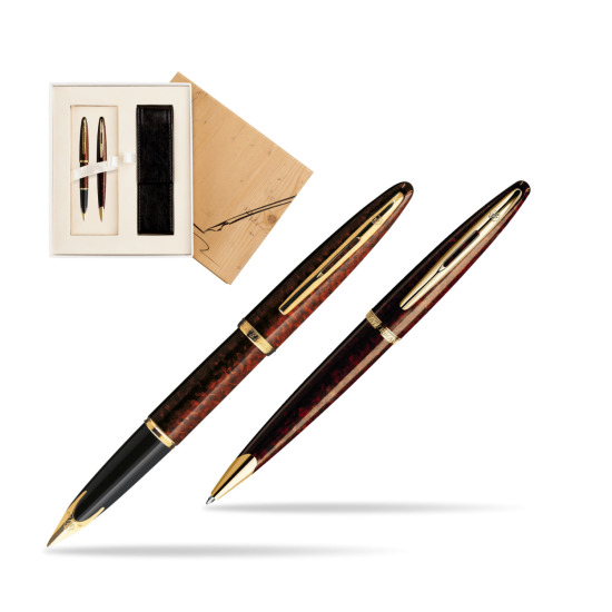 Zestaw prezentowy pióro wieczne + długopis Waterman Carène Morski Bursztyn GT w pudełku Jubileusz 2
