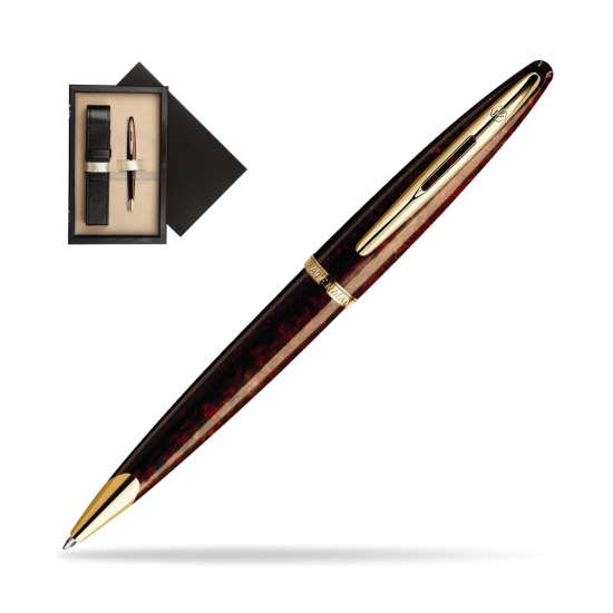 Długopis Waterman Carène Morski Bursztyn GT w pudełku drewnianym Czerń Single Ecru