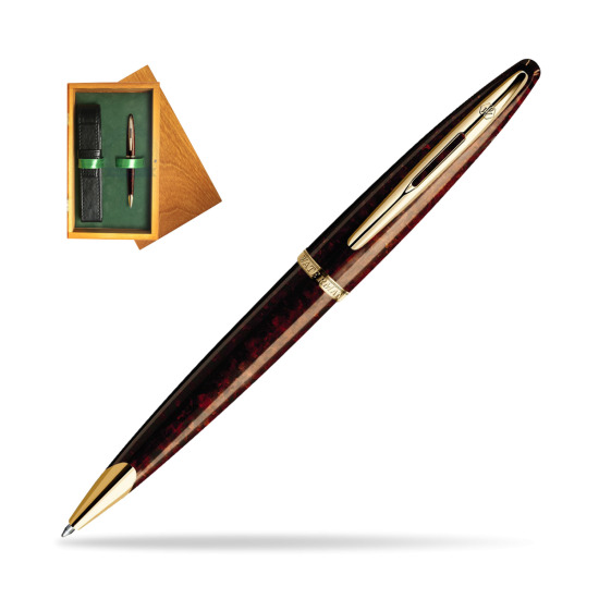 Długopis Waterman Carène Morski Bursztyn GT w pudełku drewnianym Honey Single Zieleń