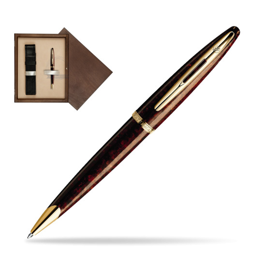 Długopis Waterman Carène Morski Bursztyn GT w pudełku drewnianym Wenge Single Ecru