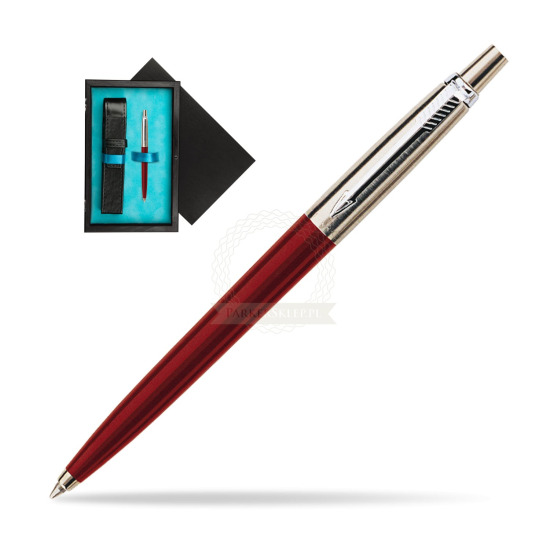 Długopis Parker Jotter Special Czerwony w pudełku drewnianym Czerń Single Turkus