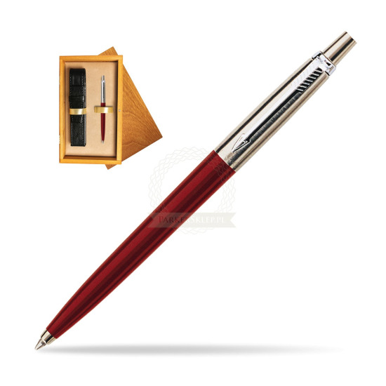 Długopis Parker Jotter Special Czerwony w pudełku drewnianym Honey Single Ecru
