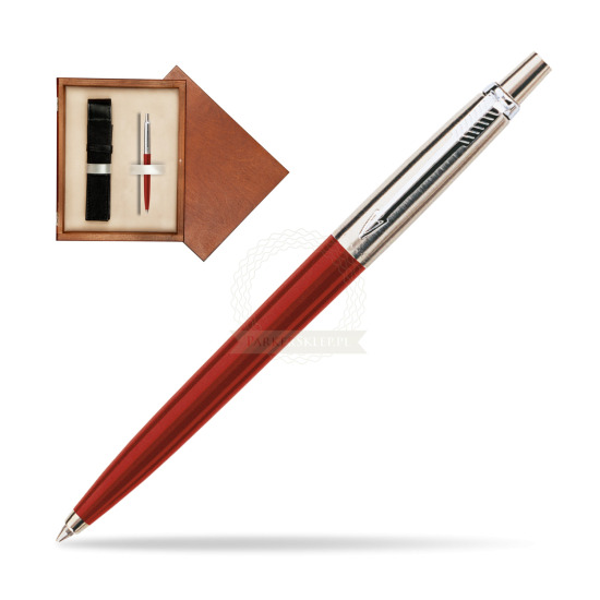 Długopis Parker Jotter Special Czerwony w pudełku drewnianym Mahoń Single Ecru