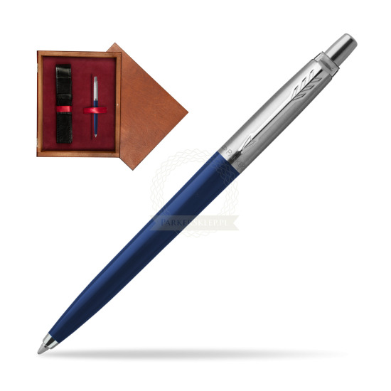 Długopis Parker Jotter Navy Special Niebieski w pudełku drewnianym Mahoń Single Bordo