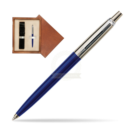 Długopis Parker Jotter Navy Special Niebieski w pudełku drewnianym Mahoń Single Ecru