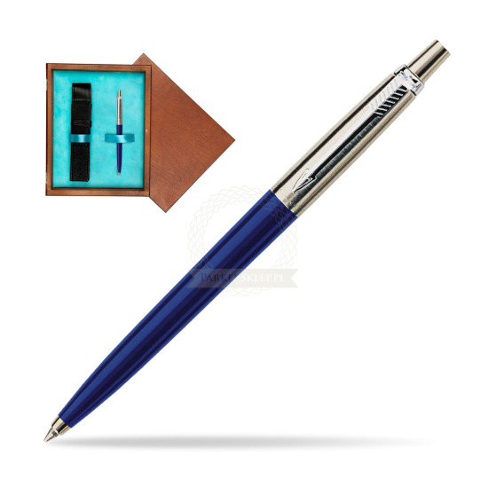 Długopis Parker Jotter Navy Special Niebieski w pudełku drewnianym Mahoń Single Turkus