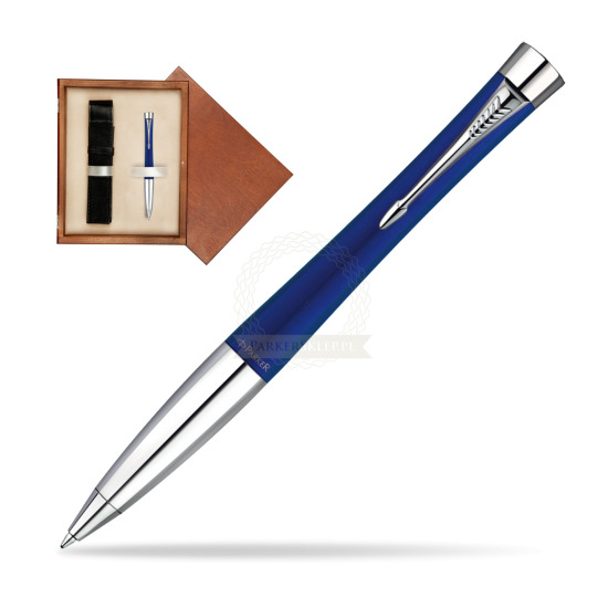 Długopis Parker Urban Fashion Bay City Blue CT w pudełku drewnianym Mahoń Single Ecru