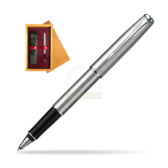 Pióro kulkowe Parker Sonnet Original Stalowy CT w pudełku drewnianym Honey Single Bordo