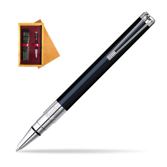 Długopis Waterman Perspective Czarny CT w pudełku drewnianym Honey Single Bordo