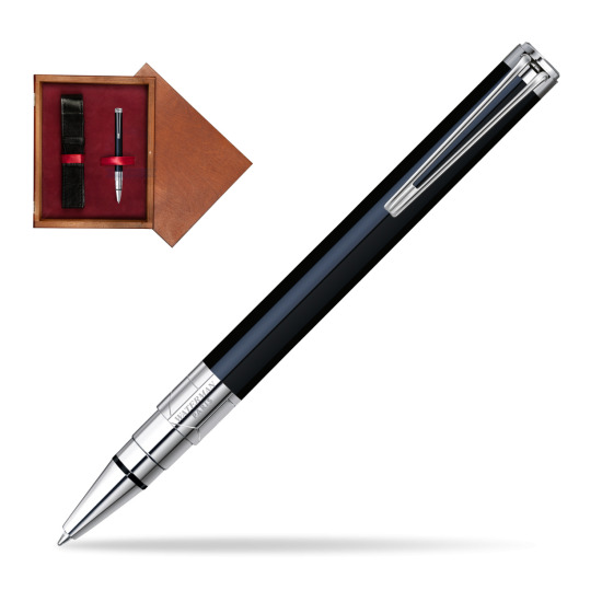 Długopis Waterman Perspective Czarny CT w pudełku drewnianym Mahoń Single Bordo
