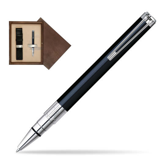 Długopis Waterman Perspective Czarny CT w pudełku drewnianym Wenge Single Ecru