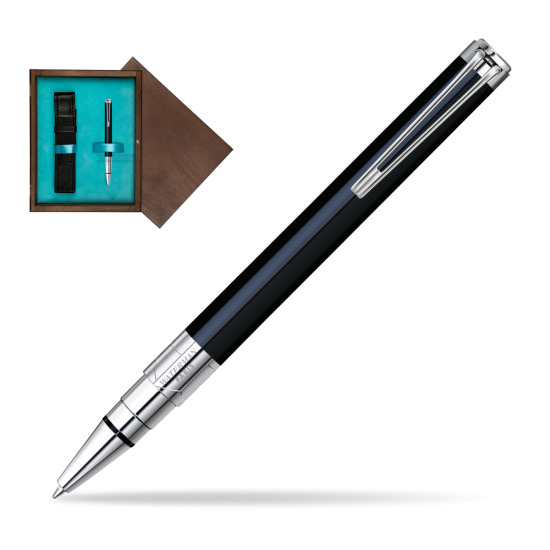 Długopis Waterman Perspective Czarny CT w pudełku drewnianym Wenge Single Turkus