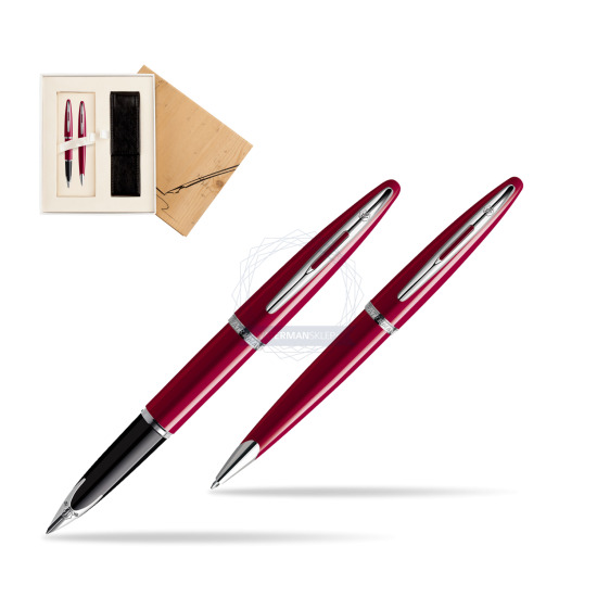 Zestaw prezentowy pióro wieczne + długopis Waterman Carène Lśniąca Czerwień CT w pudełku Jubileusz 2