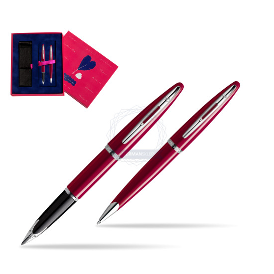 Zestaw prezentowy pióro wieczne + długopis Waterman Carène Lśniąca Czerwień CT w pudełku Love