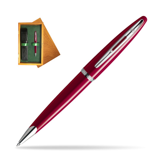 Długopis Waterman Carène Lśniąca Czerwień CT w pudełku drewnianym Honey Single Zieleń