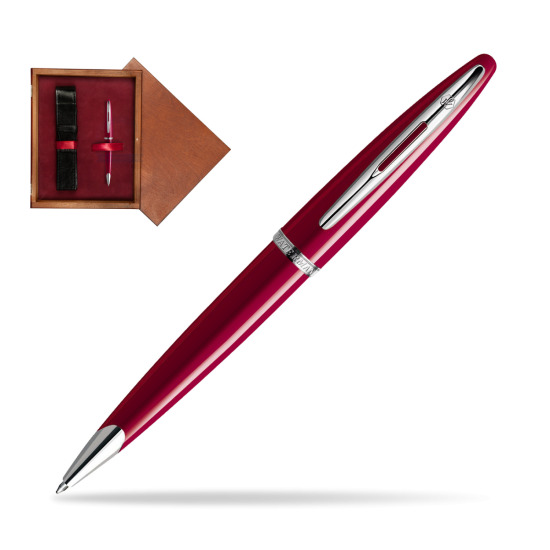 Długopis Waterman Carène Lśniąca Czerwień CT w pudełku drewnianym Mahoń Single Bordo