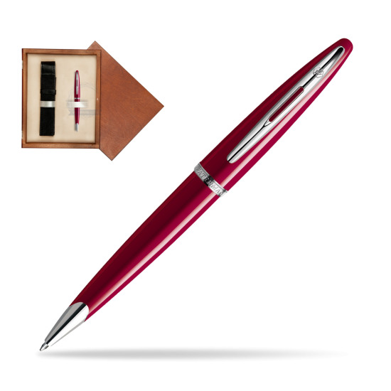 Długopis Waterman Carène Lśniąca Czerwień CT w pudełku drewnianym Mahoń Single Ecru