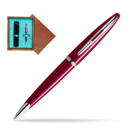 Długopis Waterman Carène Lśniąca Czerwień CT w pudełku drewnianym Mahoń Single Turkus