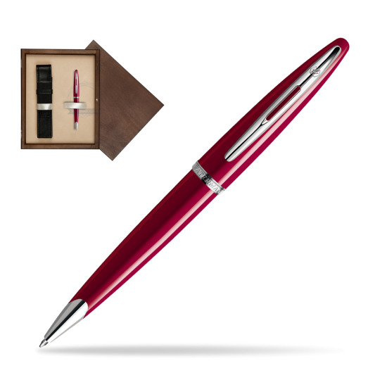 Długopis Waterman Carène Lśniąca Czerwień CT w pudełku drewnianym Wenge Single Ecru