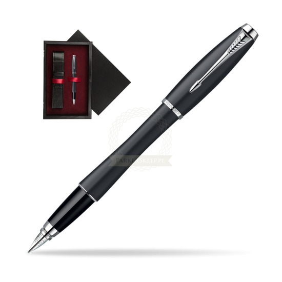 Pióro wieczne Parker Urban Classic Muted Black CT w pudełku drewnianym Czerń Single Bordo