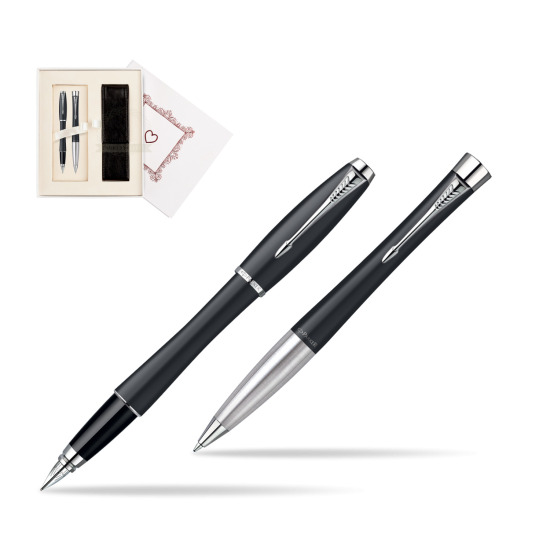 Zestaw prezentowy Pióro + Długopis Parker Urban Classic Muted black CT w pudełku Biel Od Serca