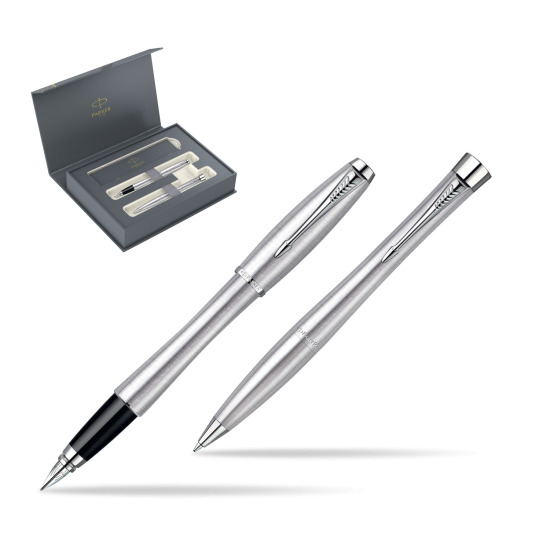 Zestaw prezentowy pióro + długopis Parker Urban Classic Stalowy CT w pudełku Parker Duo 2022