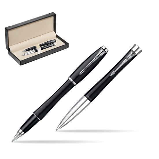 Zestaw prezentowy Parker Pióro + Długopis Urban Czarna laka CT w pudełku classic black
