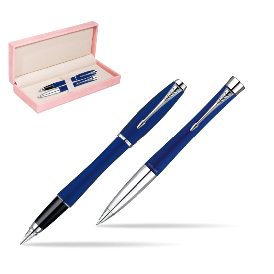 Zestaw prezentowy Parker pióro + długopis Urban Fashion Bay City Blue CT w różowym pudełku zamszowym