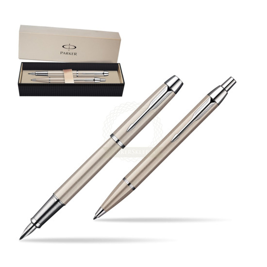 Zestaw prezentowy Parker pióro + długopis IM Brushed Metal CT