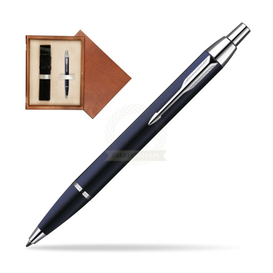 Długopis Parker IM Niebieski CT w pudełku drewnianym Mahoń Single Ecru