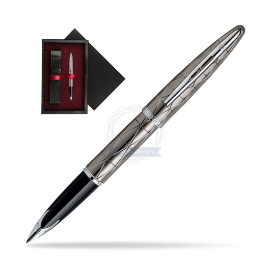 Pióro wieczne Waterman Carène  Contemporary Gun Metal ST w pudełku drewnianym Czerń Single Bordo