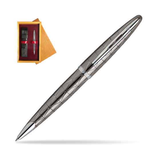 Długopis Waterman Carène Contemporary Gun Metal ST w pudełku drewnianym Honey Single Bordo