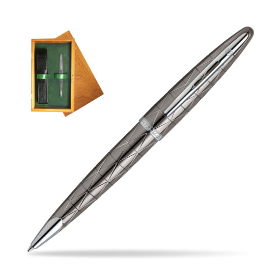 Długopis Waterman Carène Contemporary Gun Metal ST w pudełku drewnianym Honey Single Zieleń
