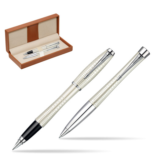 Zestaw prezentowy Parker Pióro + Długopis Parker Urban Premium Metaliczny Perłowy w pudełku classic brown