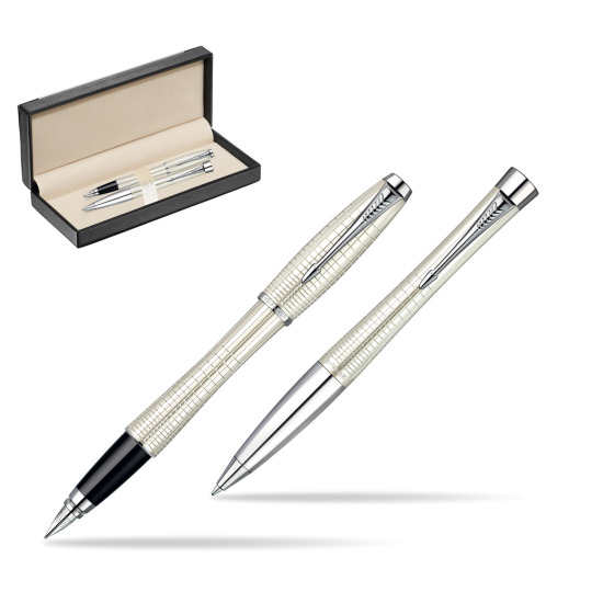 Zestaw prezentowy Parker Pióro + Długopis Parker Urban Premium Metaliczny Perłowy w pudełku classic black