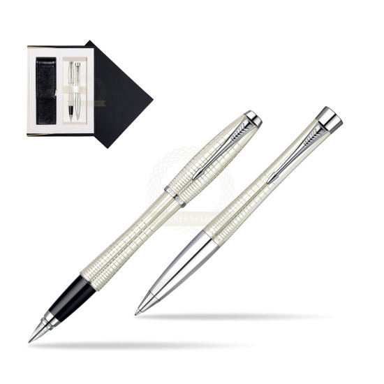 Zestaw prezentowy Parker Pióro + Długopis Parker Urban Premium Metaliczny Perłowy w czarnym pudełku zamszowym