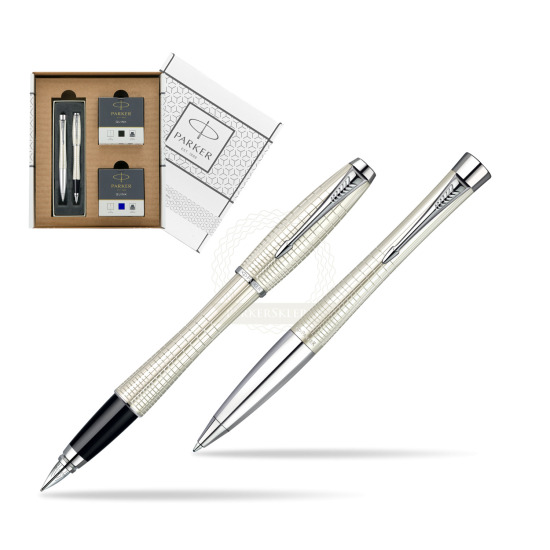 Zestaw prezentowy Parker Pióro + Długopis Parker Urban Premium Metaliczny Perłowy w białym pudełko Parker Eco