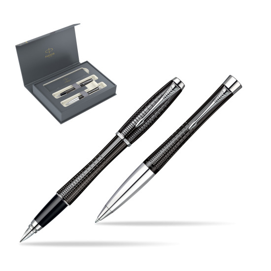 Zestaw prezentowy Parker Pióro + Długopis Parker Urban Premium Hebanowy Metal w pudełku Parker Duo 2022
